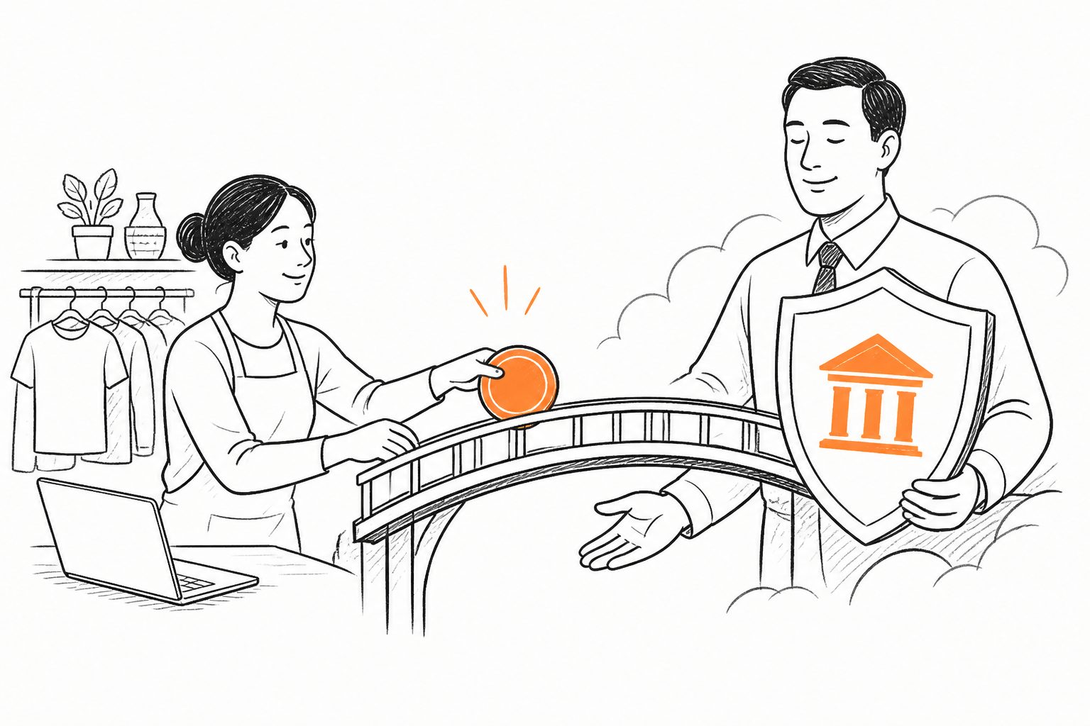 Abstract editorial illustration accompanying the article: Trust in tax authorities boosts online sellers’ voluntary tax payments in Indonesia