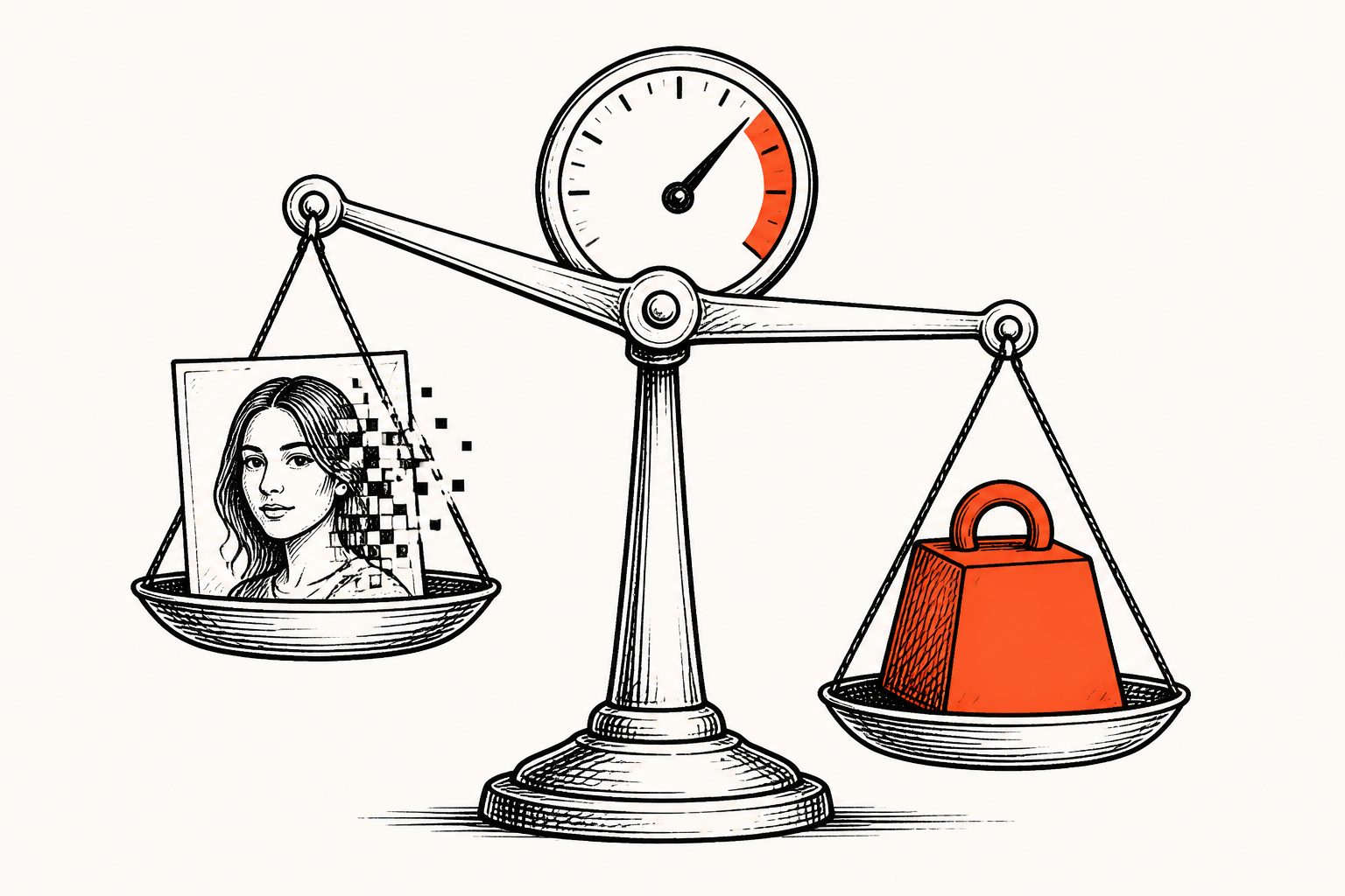 Abstract editorial illustration accompanying the article: AI deepfake image detector that weighs its confidence to stay accurate
