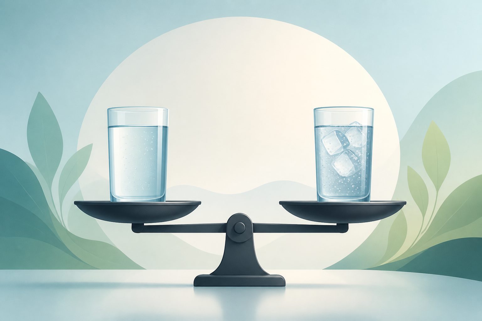 Abstract editorial illustration accompanying the article: Trial found non-nutritive sweetened drinks were similar to water for weight over 2 years