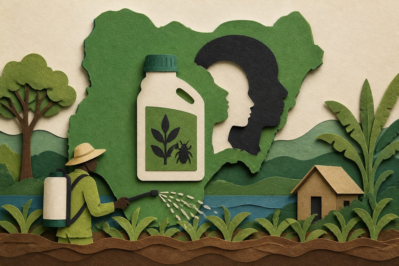 Abstract editorial illustration accompanying the article: Review reports 24% case fatality among reported poisonings in Nigeria