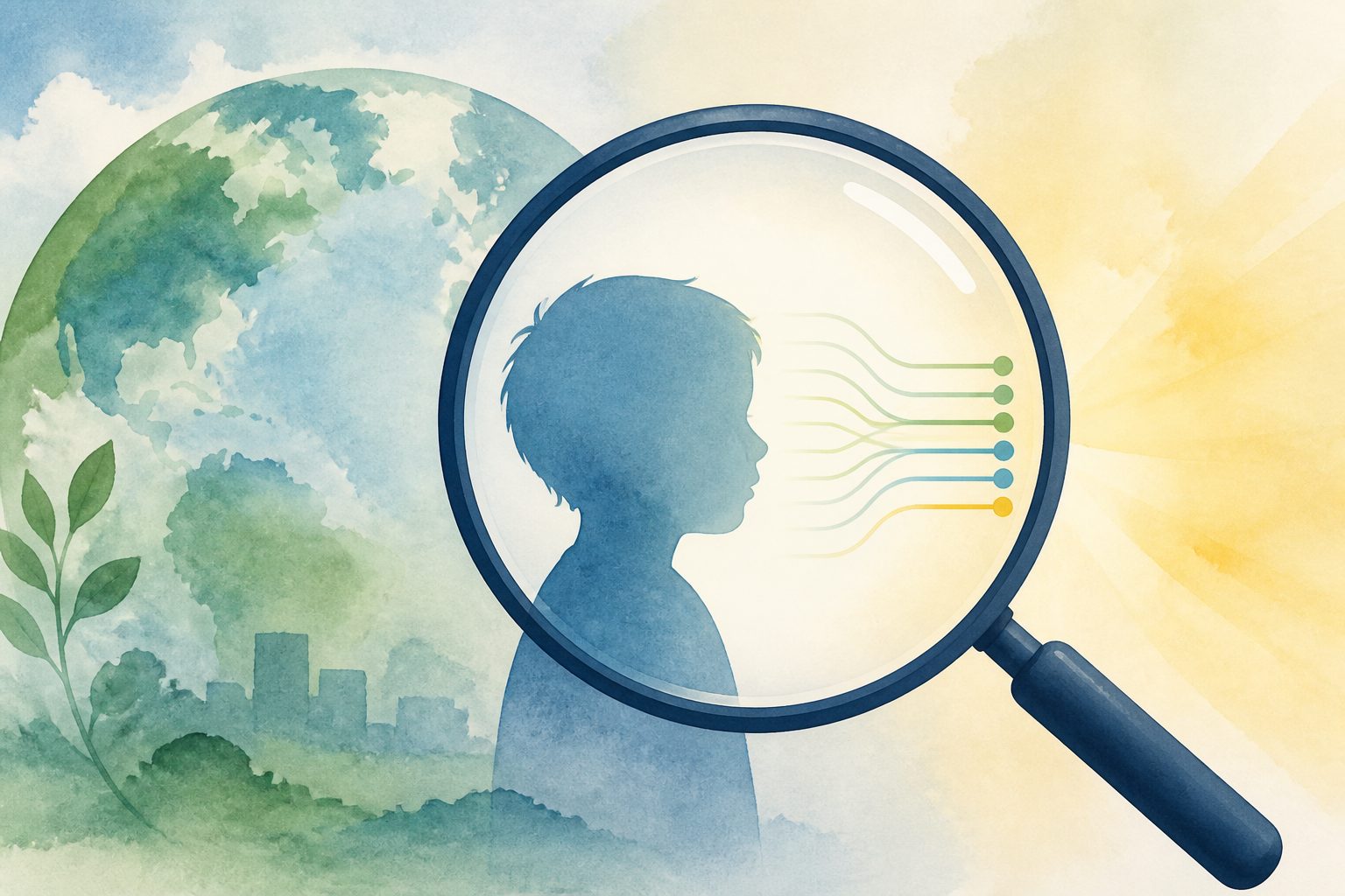 Abstract editorial illustration accompanying the article: New software aims to make scoring data from a major child study clearer