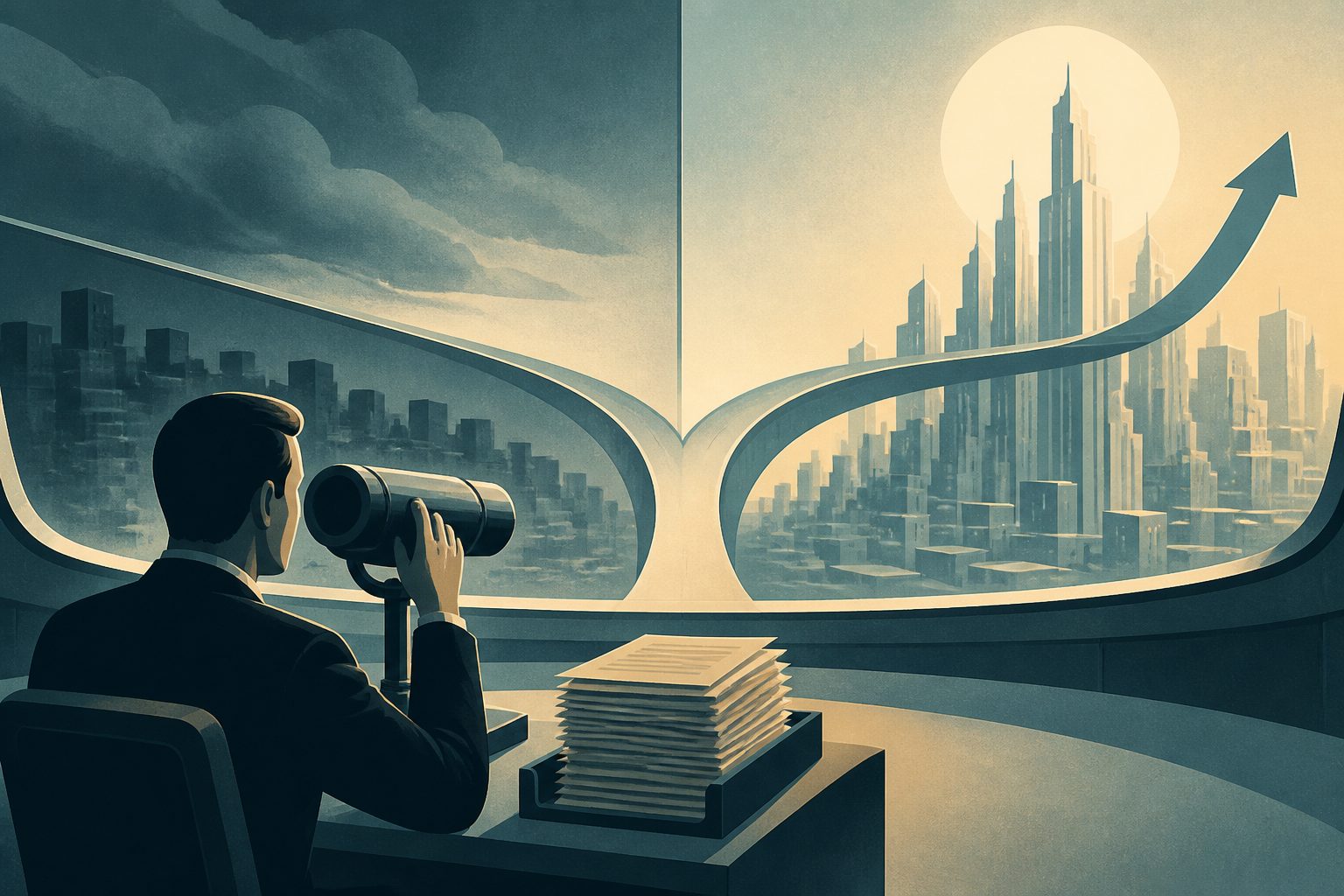 Abstract editorial illustration accompanying the article: Who asks the SEC for records may signal where a stock is headed