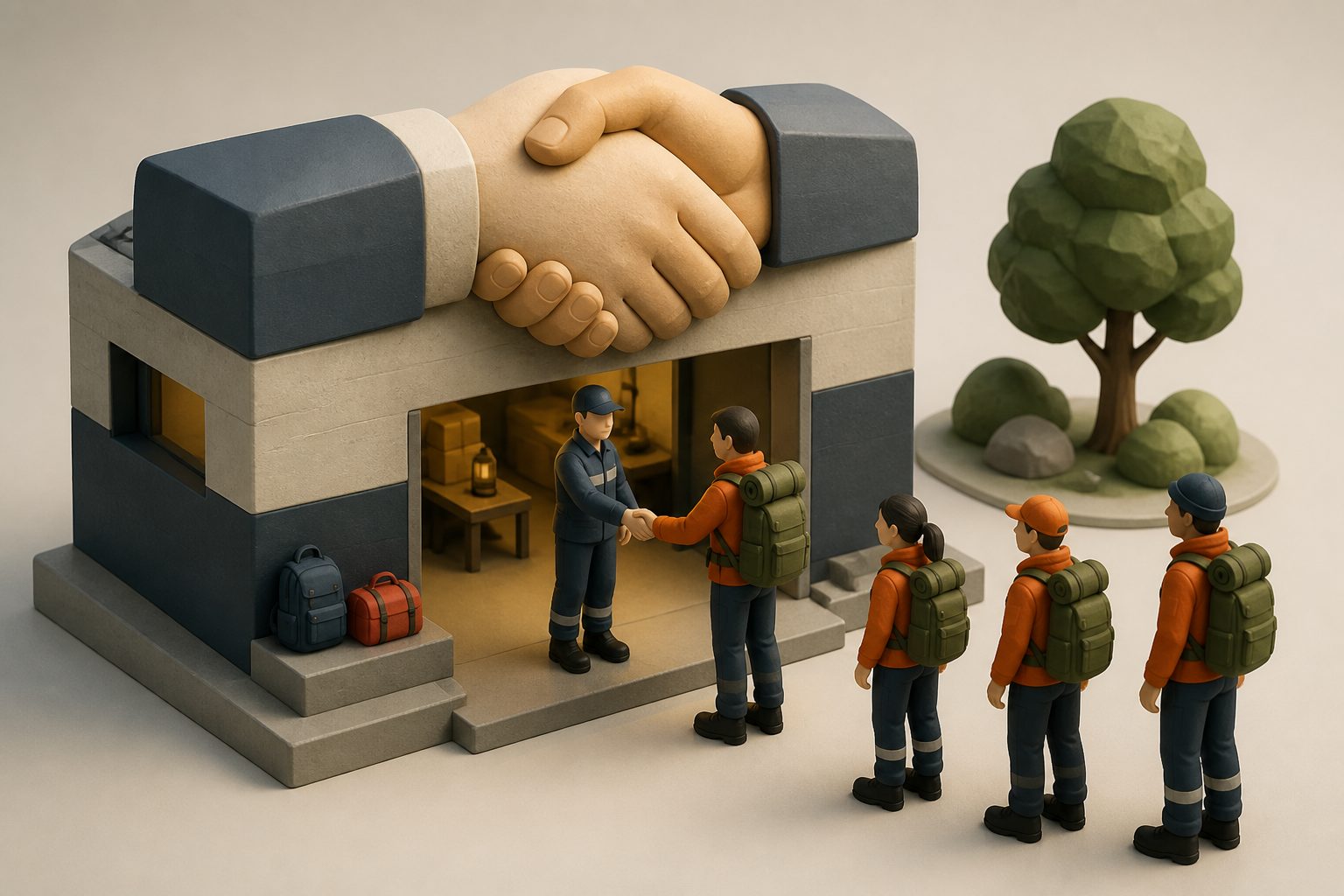 Abstract editorial illustration accompanying the article: Emergency volunteers are more likely to stay when organizations earn their trust