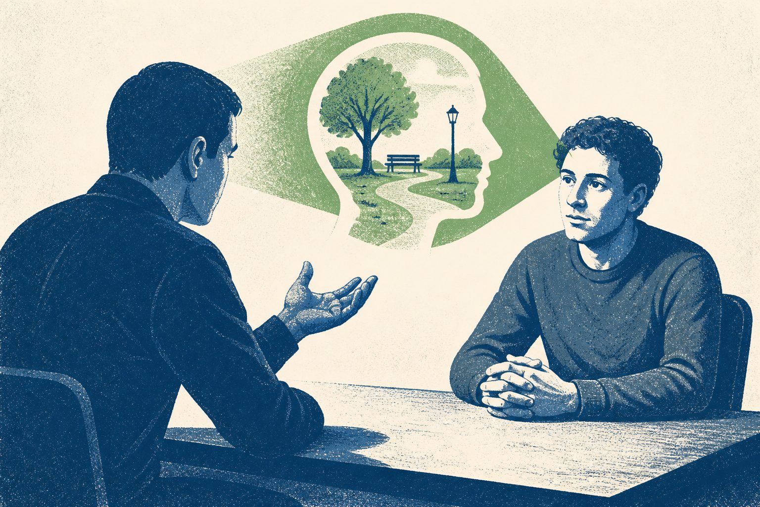 Abstract editorial illustration accompanying the article: Science-based interrogation training linked to more cooperation from suspects