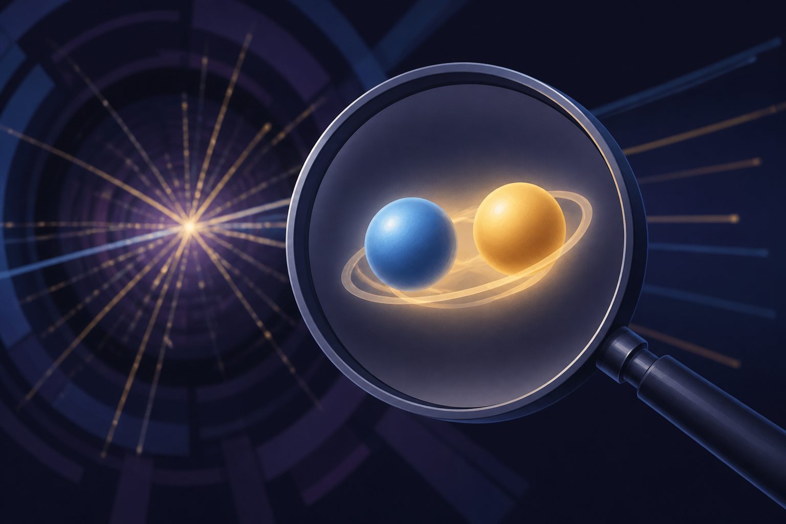 Abstract editorial illustration accompanying the article: A new analysis could sharpen the search for a top-quark bound state