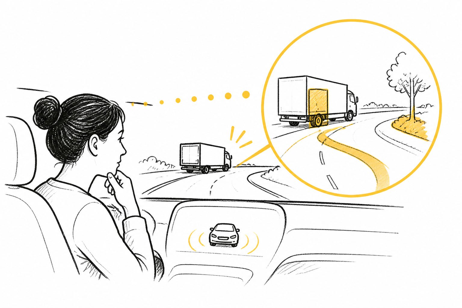 Abstract editorial illustration accompanying the article: Explanations helped people predict when a self-driving car might fail
