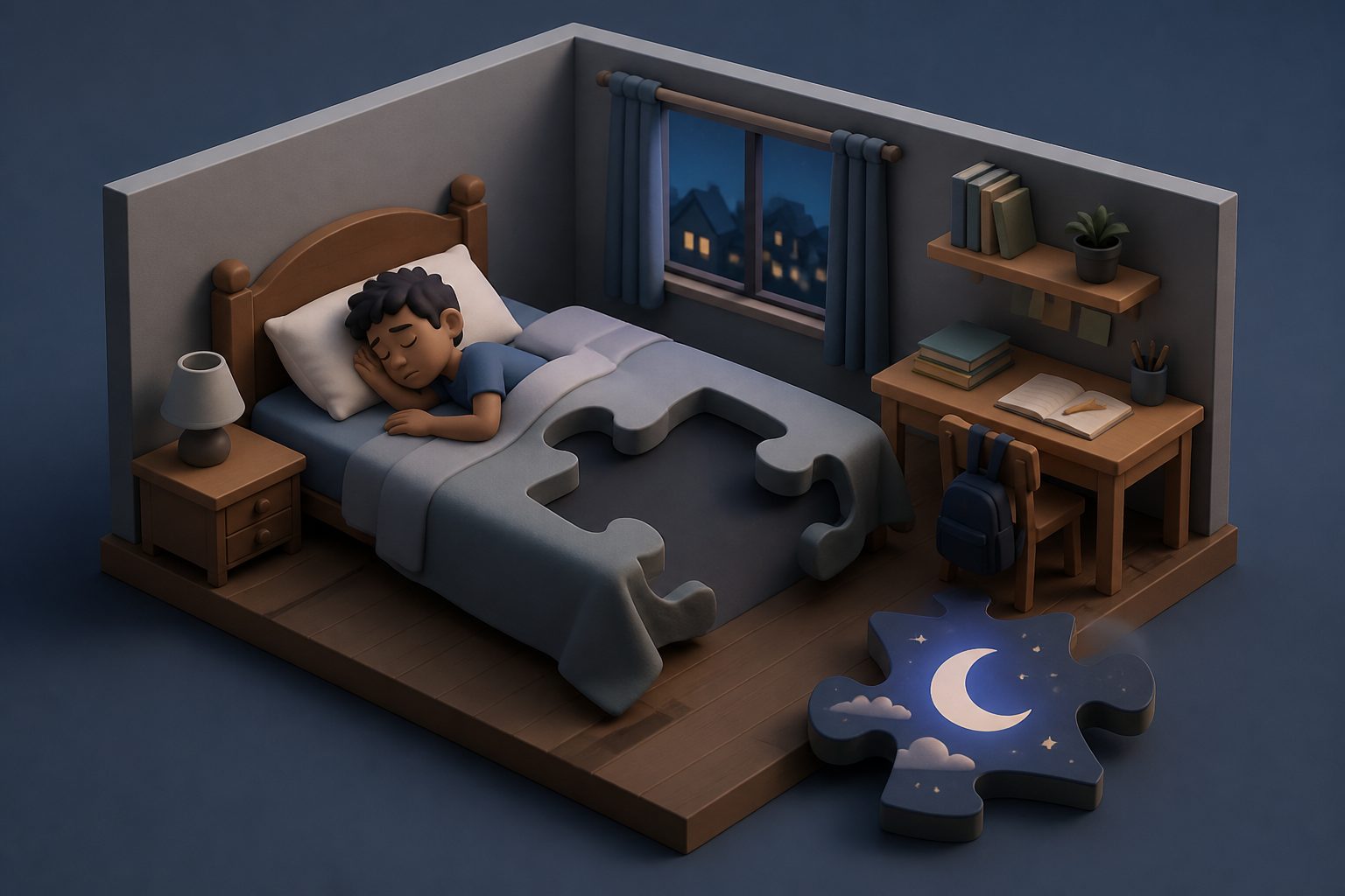 Abstract editorial illustration accompanying the article: Many Brazilian children and teens are not getting the recommended sleep