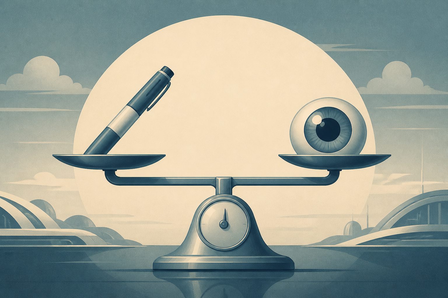 Abstract editorial illustration accompanying the article: Review finds no consistent link between GLP-1 drugs and wet age-related macular degeneration