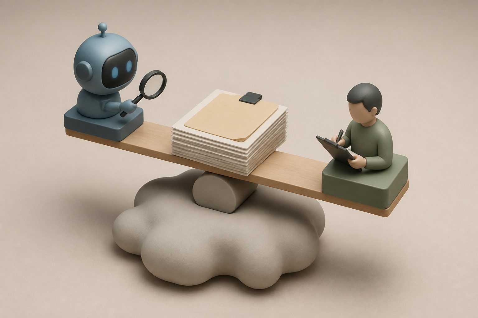 Abstract editorial illustration accompanying the article: AI scores for grant proposals were less reliable than expert reviews