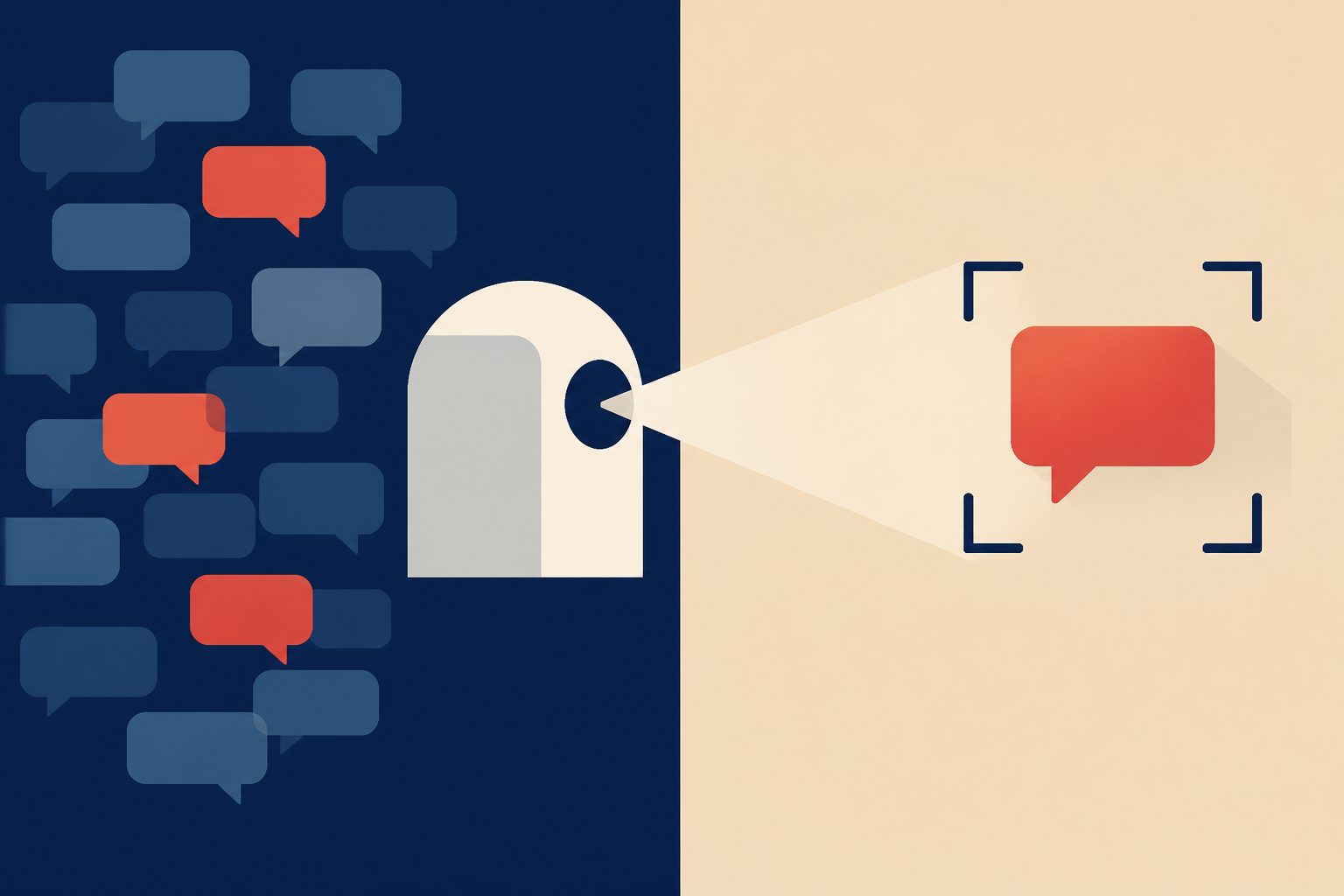 Abstract editorial illustration accompanying the article: An AI system spots offensive Arabic speech with fewer labeled examples