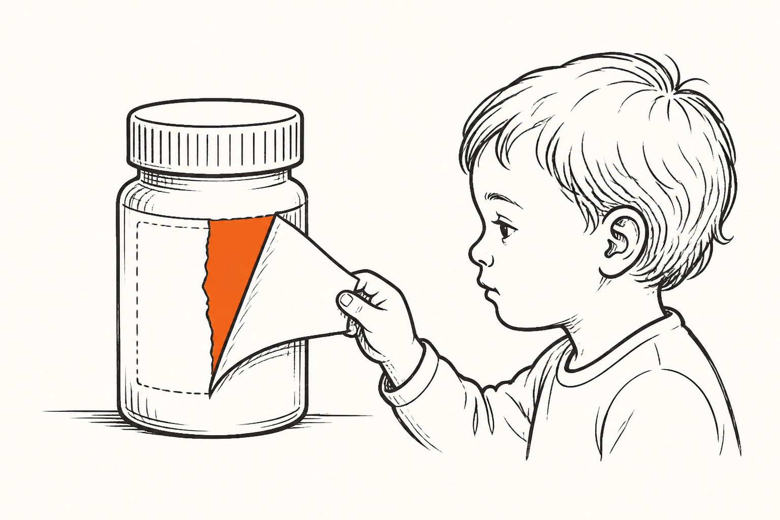 Abstract editorial illustration accompanying the article: Review examines why children often receive medicines outside official labels