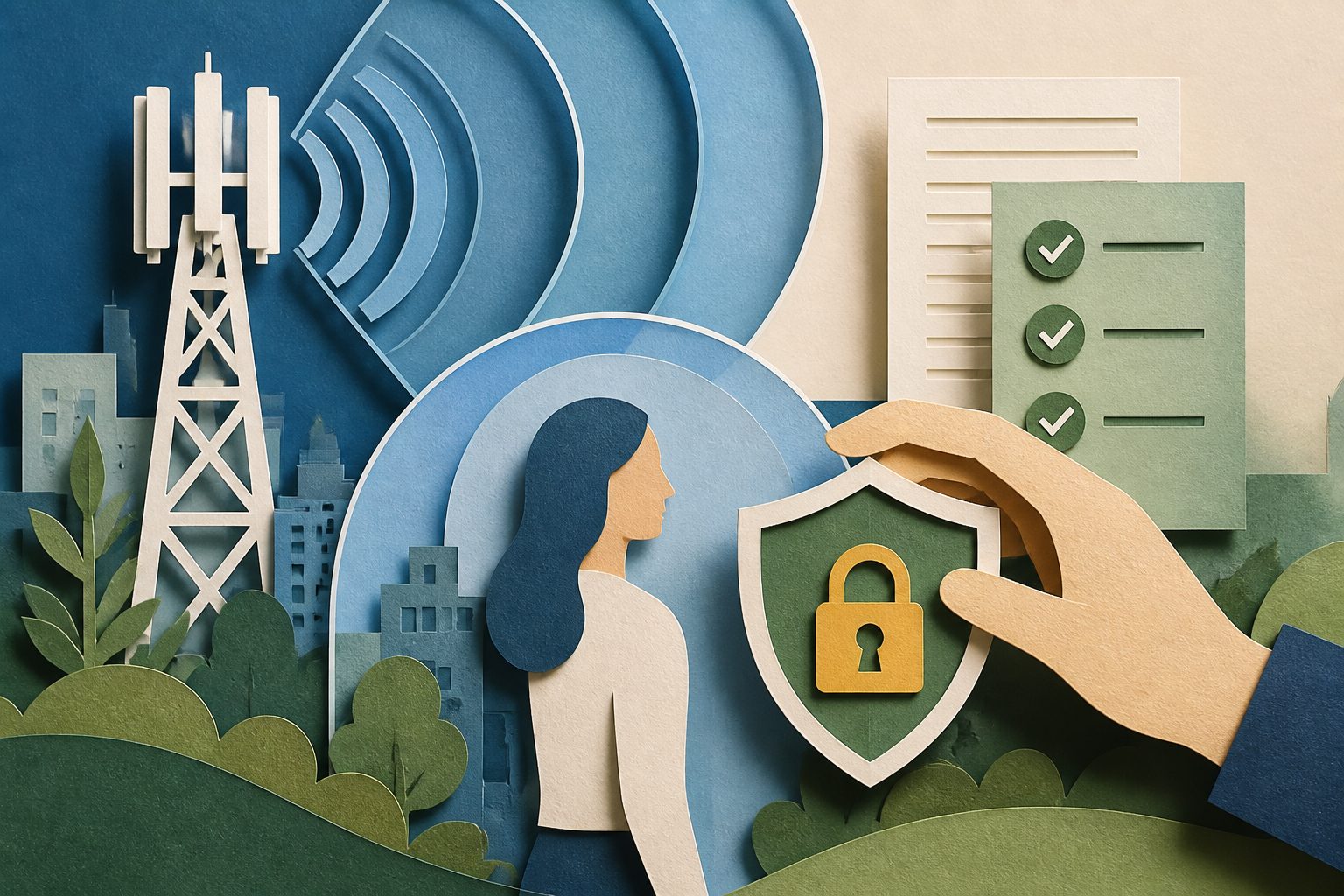 Abstract editorial illustration accompanying the article: People were more open to 6G sensing when rules and controls were clear