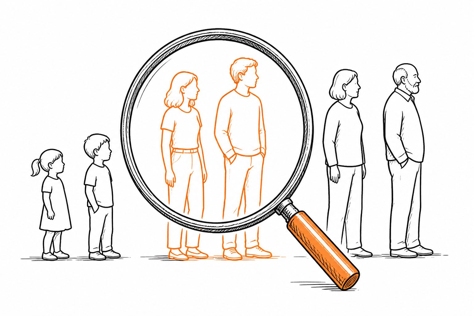 Abstract editorial illustration accompanying the article: Review proposes clearer terms for describing age-based sexual interests