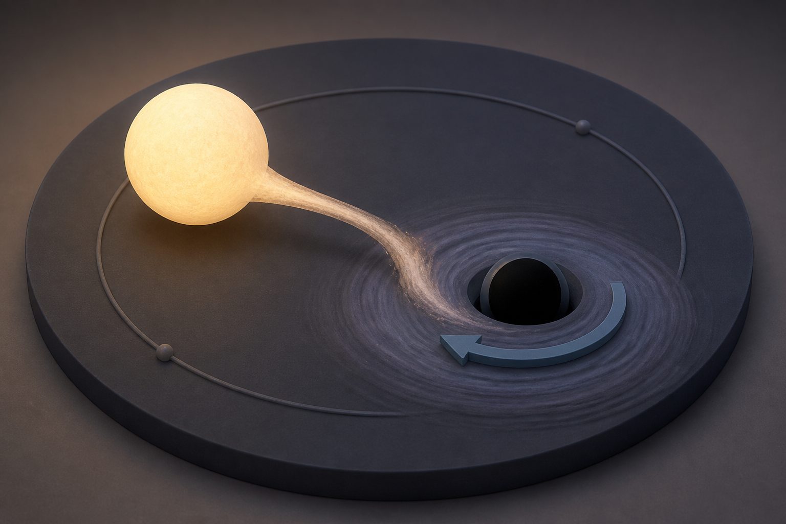 Abstract editorial illustration accompanying the article: Black holes born in star systems may spin backward, new study finds