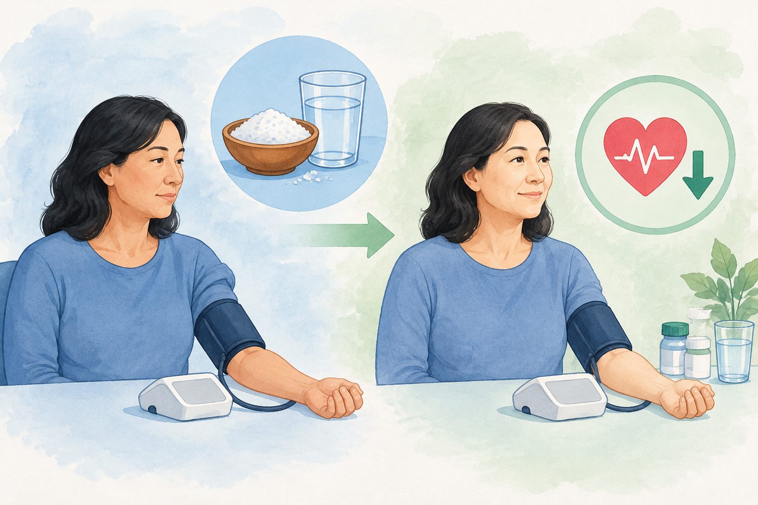 Abstract editorial illustration accompanying the article: Trial reports better 12-week blood pressure control after salt-sensitivity testing